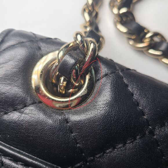 Rebecca Minkoff Black Quilted Leather Handbag Crossbody Shoulder Bag Gold Chain - Picture 7 of 16